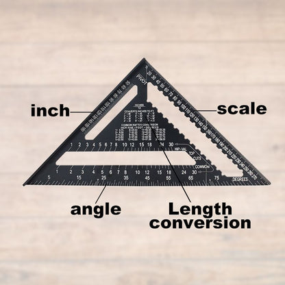 📐✨ Aluminum Rafter Square – 50% OFF! 7/12-inch carpenter measuring tool, alloy triangle ruler & protractor – precision woodworking. 💪