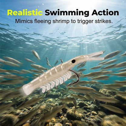 50PCS Lifelike Shrimp Lures Set with Hooks