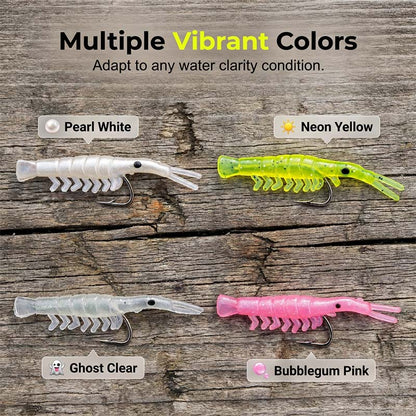 50PCS Lifelike Shrimp Lures Set with Hooks