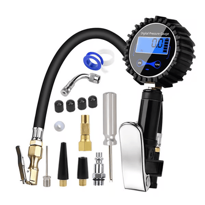 ✨50% OFF🔧 Digital Tyre Pressure Gauge & Inflator: ±1% Accuracy, 4 Units, Brass & Steel
