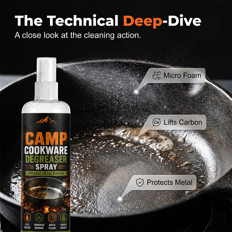 Camping Cookware Degreaser Spray with Cleaning Towel