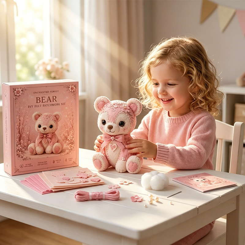 🎀49% OFF🎁Pink Enchanted Forest DIY Felt Patchwork Kit