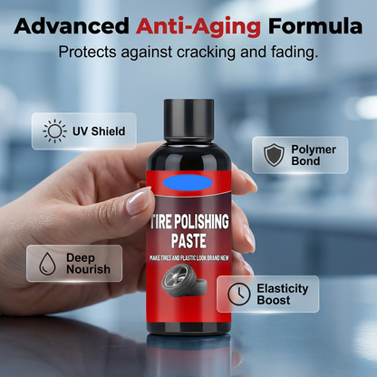 🥳2026 HOT SALE🥳💞50K+ SOLD!☀️🛡️ BUY 3 GET 2 FREE! Black Tire Polishing Paste – UV protection, deep conditioning. Keeps tires black & glossy for weeks. A long‑lasting bargain! 🌟💧