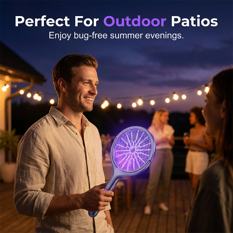 🥳2026 HOT SALE🥳💞50K+ SOLD!🛡️💤 50% OFF! Rechargeable Bug Zapper – Triple‑layer safety mesh, extendable handle, rotates for wall & corner strikes. Pest‑free sleep, worry‑free safety! 🌟💚