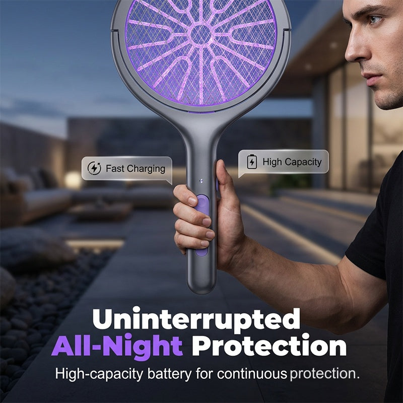 🥳2026 HOT SALE🥳💞50K+ SOLD!🛡️💤 50% OFF! Rechargeable Bug Zapper – Triple‑layer safety mesh, extendable handle, rotates for wall & corner strikes. Pest‑free sleep, worry‑free safety! 🌟💚