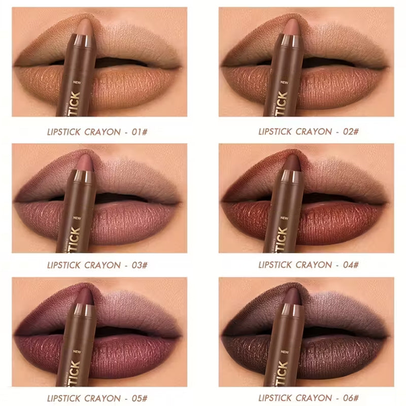 💄 Long-Lasting Matte Lip Crayon for Women – 2-in-1 Liner & Lipstick – Hydrating, Non-Drying & Precision Triangular Tip – 6 Colors ✨