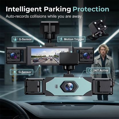 🚗50% OFF NOW! 360° Protection 4‑Channel Dash Cam‑4K UHD Car Dashboard Camera, Super Night Vision with Radar Motion Detection & 24H Parking Monitor for Full‑Angle Vehicle Surveillance