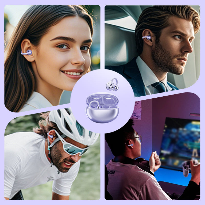 Bluetooth 5.4 Clip-On Open Ear Earbuds with Noise Cancelling