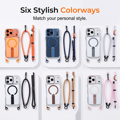 📱 50% off! 🎀 Multifunctional Smartphone Case with Wrist Strap – TPU – Built-in Stand & Adjustable 8 mm Wrist Strap – Compatible with iPhone 14/15/16/17 Pro/Max