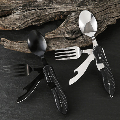 🍴Must-have for outdoor trips 🥄4-In-1 Outdoor Folding Multifunctional Tableware