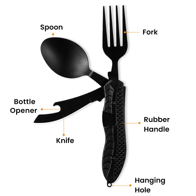 🍴Must-have for outdoor trips 🥄4-In-1 Outdoor Folding Multifunctional Tableware