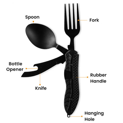 🍴Must-have for outdoor trips 🥄4-In-1 Outdoor Folding Multifunctional Tableware