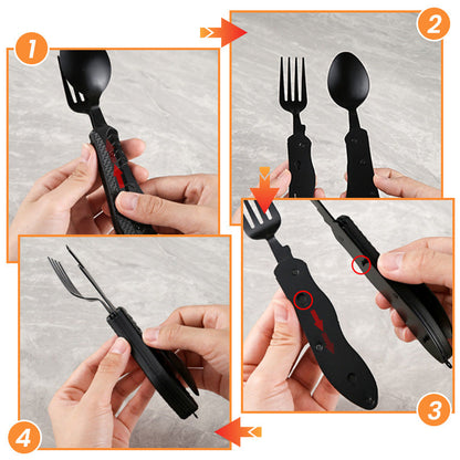🍴Must-have for outdoor trips 🥄4-In-1 Outdoor Folding Multifunctional Tableware