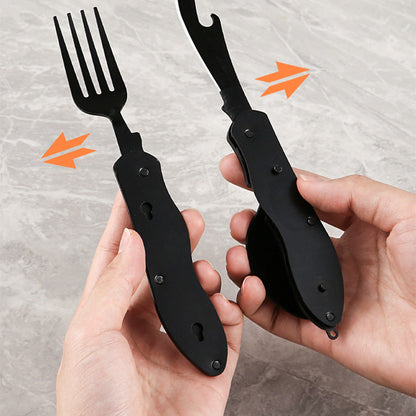 🍴Must-have for outdoor trips 🥄4-In-1 Outdoor Folding Multifunctional Tableware