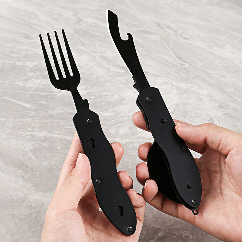 🍴Must-have for outdoor trips 🥄4-In-1 Outdoor Folding Multifunctional Tableware