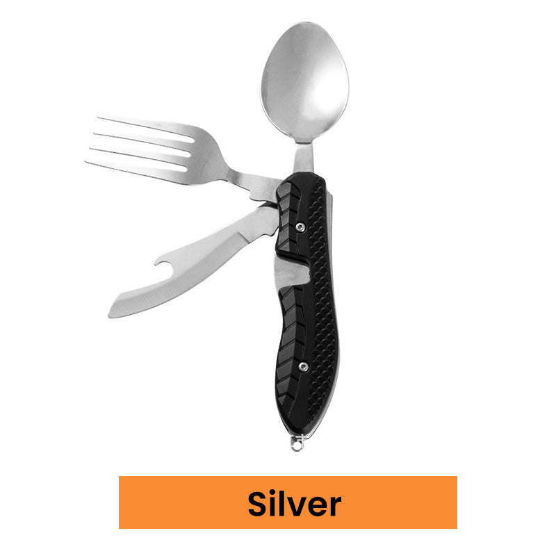 🍴Must-have for outdoor trips 🥄4-In-1 Outdoor Folding Multifunctional Tableware