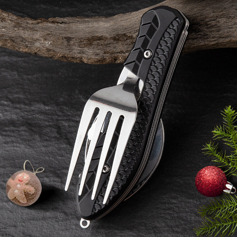 🍴Must-have for outdoor trips 🥄4-In-1 Outdoor Folding Multifunctional Tableware