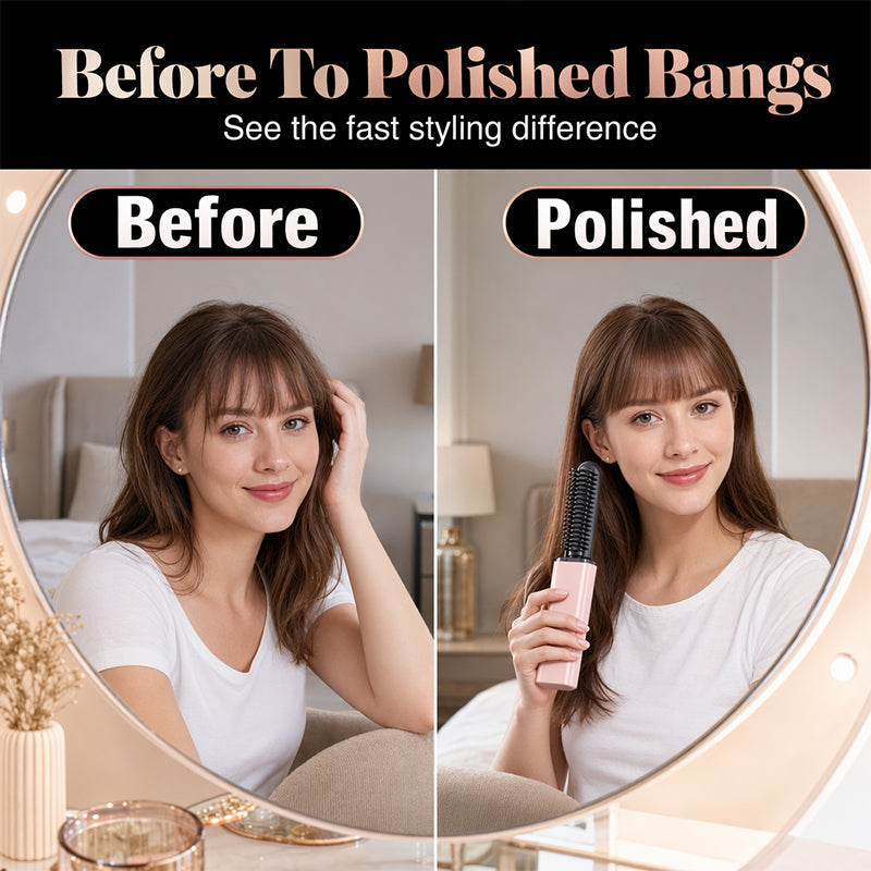 👩Shape hair in 3 seconds! Create gorgeous hairstyles anytime anywhere. 💁Portable Wireless Mini Bang Styling Comb