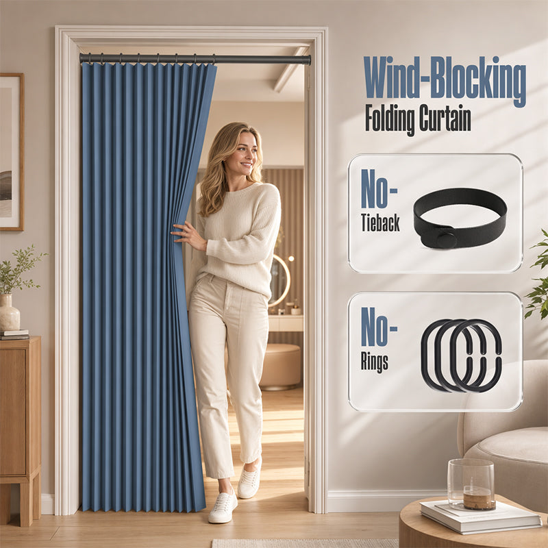 ⏰🔥LIMITED TIME 49% OFF! ⭐No-Drill Magnetic Accordion Door Curtain