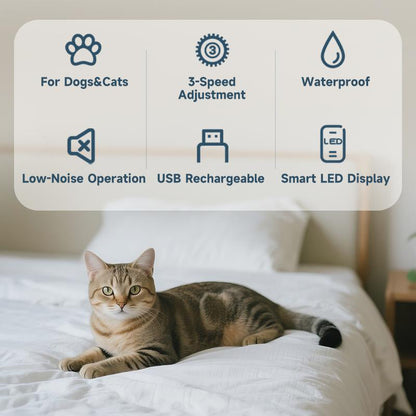 📢 LIMITED TIME 50% OFF! ⏰ Groom in Peace – Ultra-Quiet Clipper Even Sensitive Pets Love! 🐾✨