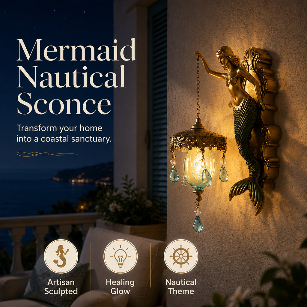 Hand-Painted Mermaid Wall Sconce – Nautical & Artisan Design