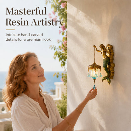Hand-Painted Mermaid Wall Sconce – Nautical & Artisan Design