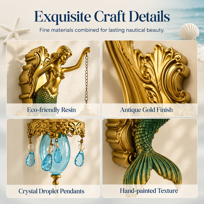 Hand-Painted Mermaid Wall Sconce – Nautical & Artisan Design