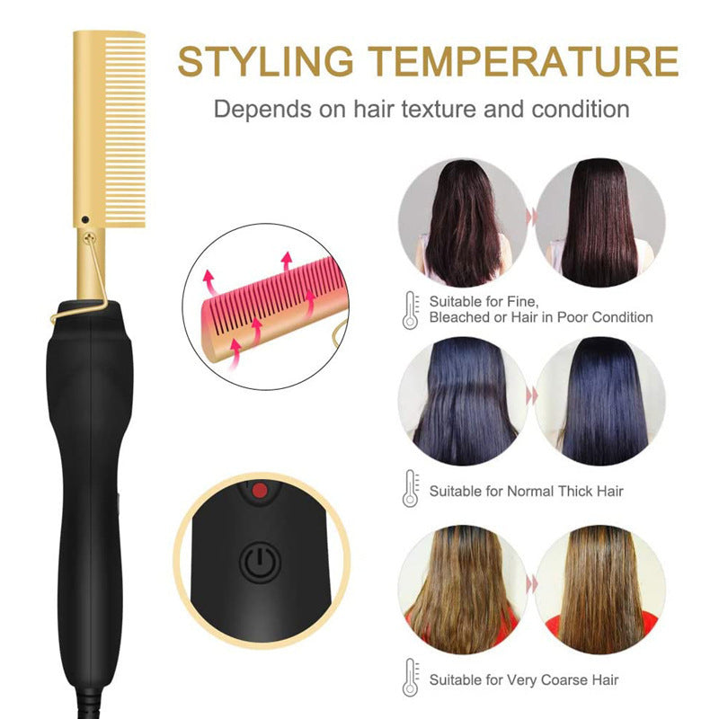 Portable Electric Hair Straightening and Curling Comb