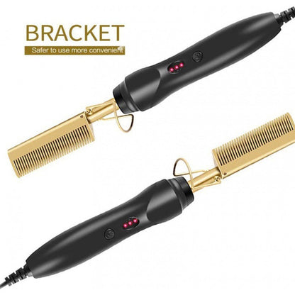 Portable Electric Hair Straightening and Curling Comb