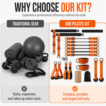 🔥Limited Time 50% Off！💪Essential for fitness enthusiasts！🧘🏻‍♀️Do Pilates training at home！🏋️‍♀️Portable Pilates Bar Kit with 6 Resistance Bands