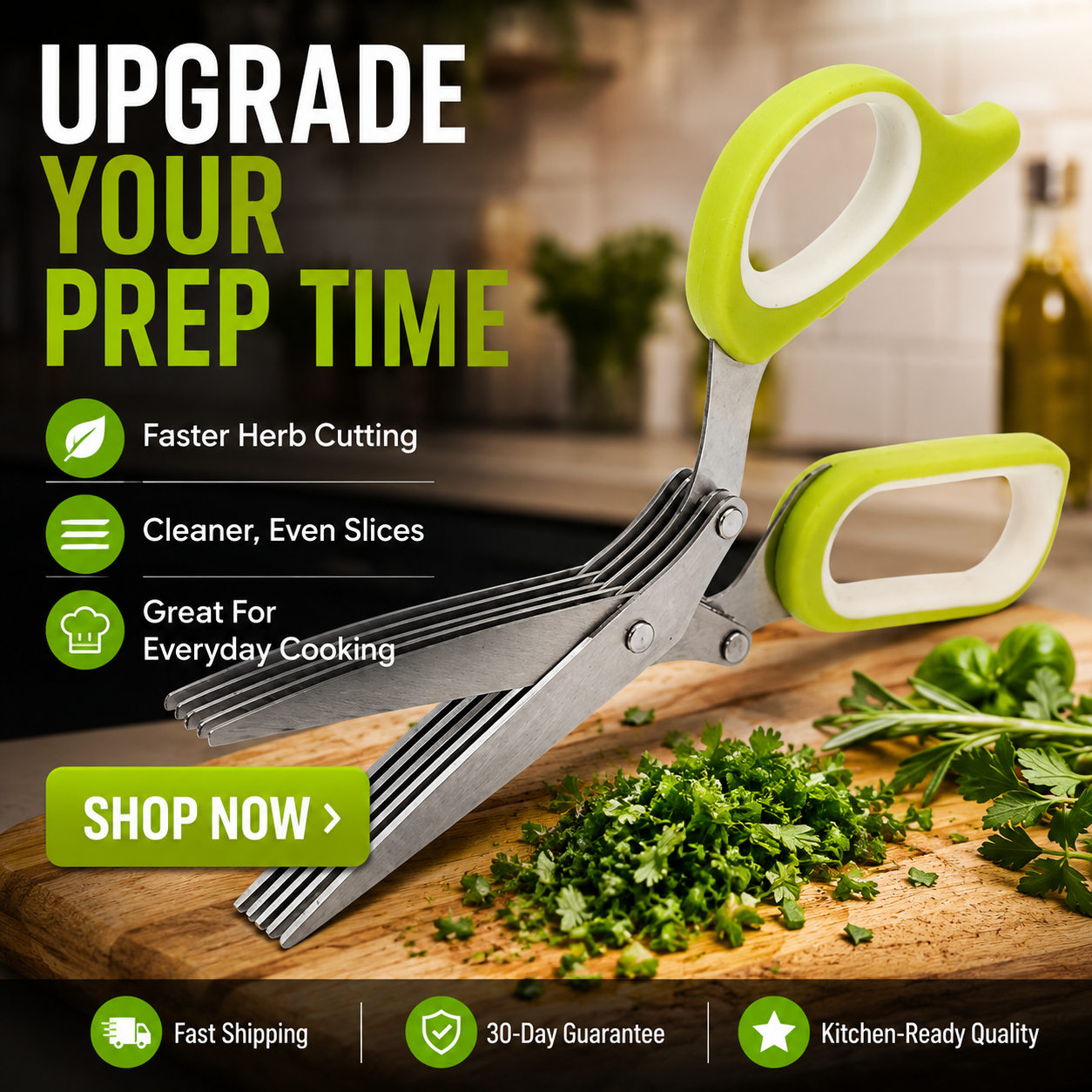 🌿 5-Blade Herb Scissors – Fast Kitchen Chopper For Fresh Herbs & Seasonings