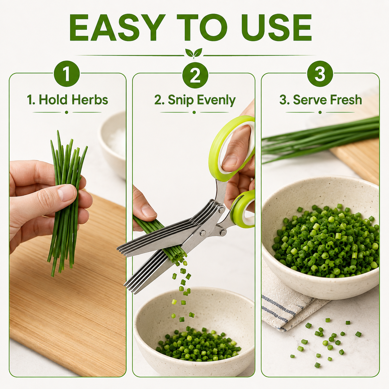 🌿 5-Blade Herb Scissors – Fast Kitchen Chopper For Fresh Herbs & Seasonings