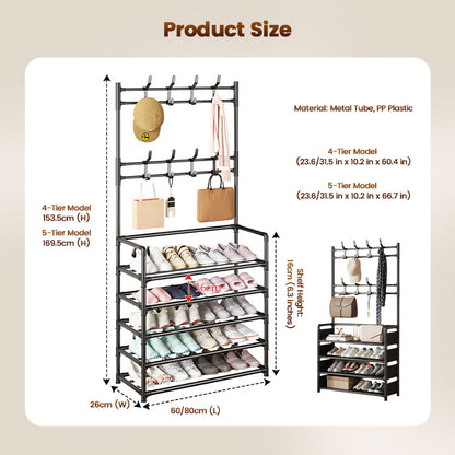 ⏳Time-Limited Special⏰ 3-in-1 Entryway Coat Rack and Shoe Storage Organizer, 4 or 5 Tiers