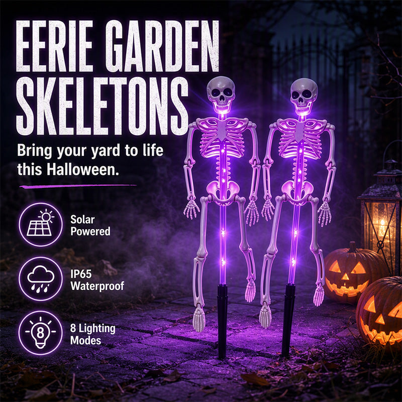 👻50% Off For Halloween! 💀Best Decorations For Spooky Ghost Vibes!🎃💡 Solar Skeleton Stake Lights – Glow In The Dark, Solar Powered, Easy To Install. Ideal For Haunted Yard, Porch & Walkway! 👻🪦✅