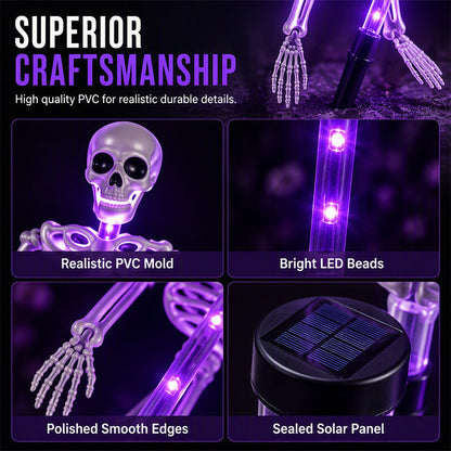 👻50% Off For Halloween! 💀Best Decorations For Spooky Ghost Vibes!🎃💡 Solar Skeleton Stake Lights – Glow In The Dark, Solar Powered, Easy To Install. Ideal For Haunted Yard, Porch & Walkway! 👻🪦✅