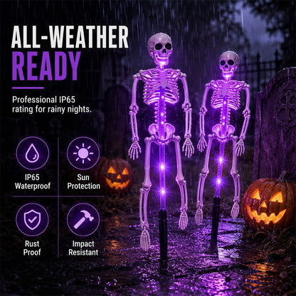 👻50% Off For Halloween! 💀Best Decorations For Spooky Ghost Vibes!🎃💡 Solar Skeleton Stake Lights – Glow In The Dark, Solar Powered, Easy To Install. Ideal For Haunted Yard, Porch & Walkway! 👻🪦✅