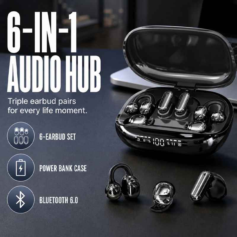 6‑in‑1 Wireless Sleep Earbuds with Charging Case😴 Soft comfy earbuds for sleep, music & call.