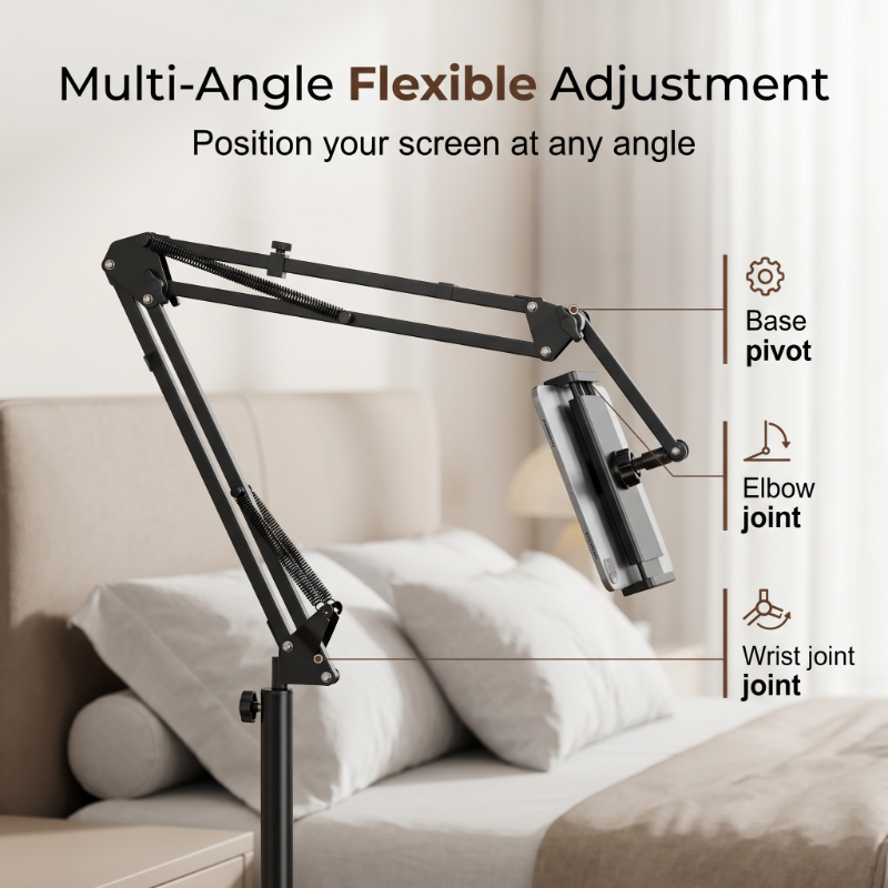 🛏️ Watch in Bed, Hands-Free – Magnetic Tablet Stand with Hidden Mattress Base. No Shaking, No Drilling.