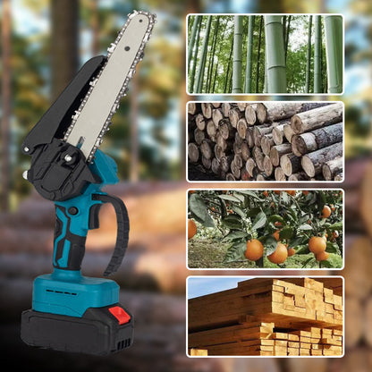 🥳HOT SALE! 6-inch Cordless Mini Chainsaw with 2 Batteries – Safety Lock, Cuts Branches in Seconds! 🌳⚡