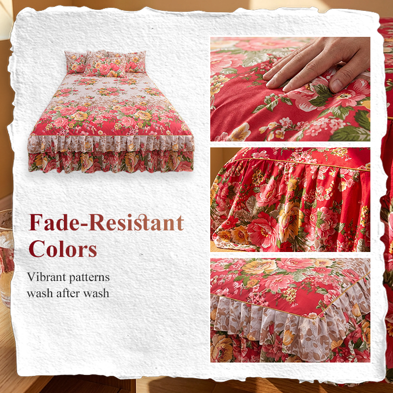 ⏳Limited-time 54% off⏰3-Piece Floral Ruffled Bed Skirt Set🌸🛏️