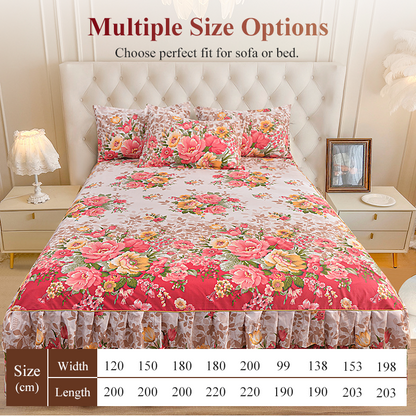 ⏳Limited-time 54% off⏰3-Piece Floral Ruffled Bed Skirt Set🌸🛏️
