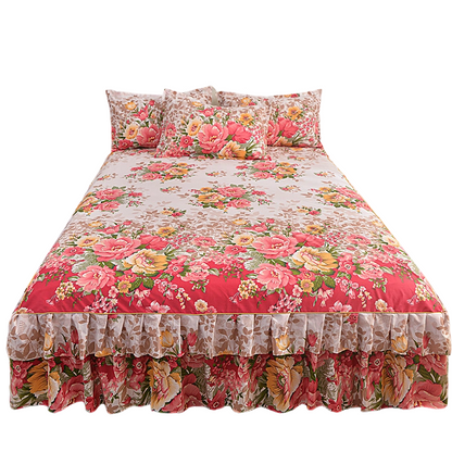 ⏳Limited-time 54% off⏰3-Piece Floral Ruffled Bed Skirt Set🌸🛏️