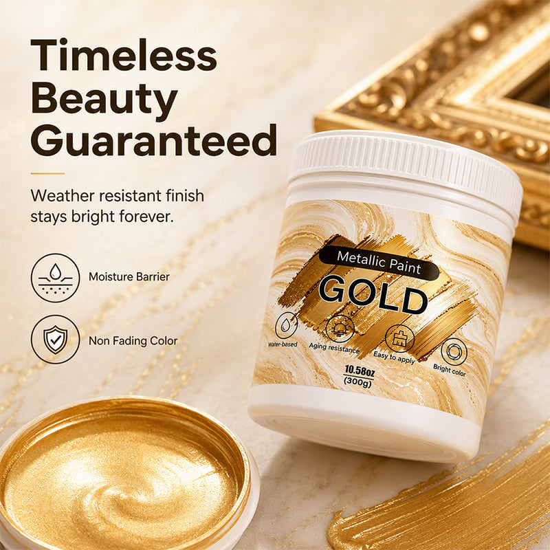 Weatherproof Metallic Silver & Gold Paint for Walls