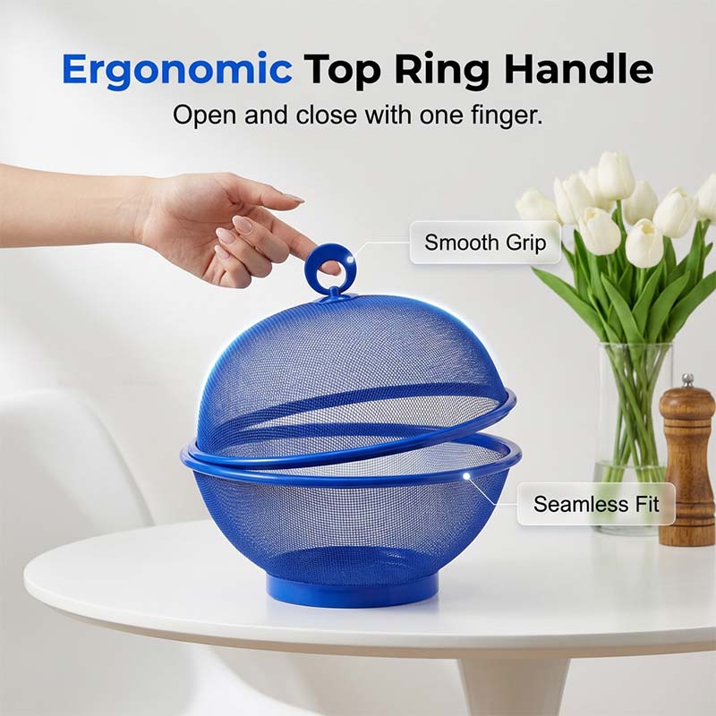 ⏳Time-Limited Special⏰ Fruit Basket with Lid – Breathable, Drainable, Insect Proof 🍇