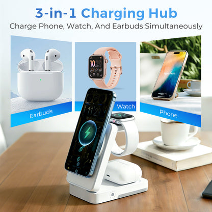 3-in-1 Foldable Magnetic Wireless Charging Stand