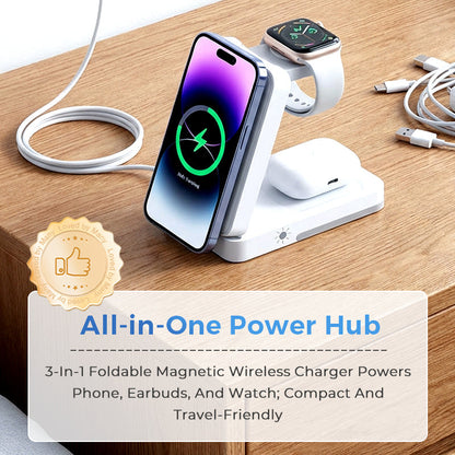 3-in-1 Foldable Magnetic Wireless Charging Stand