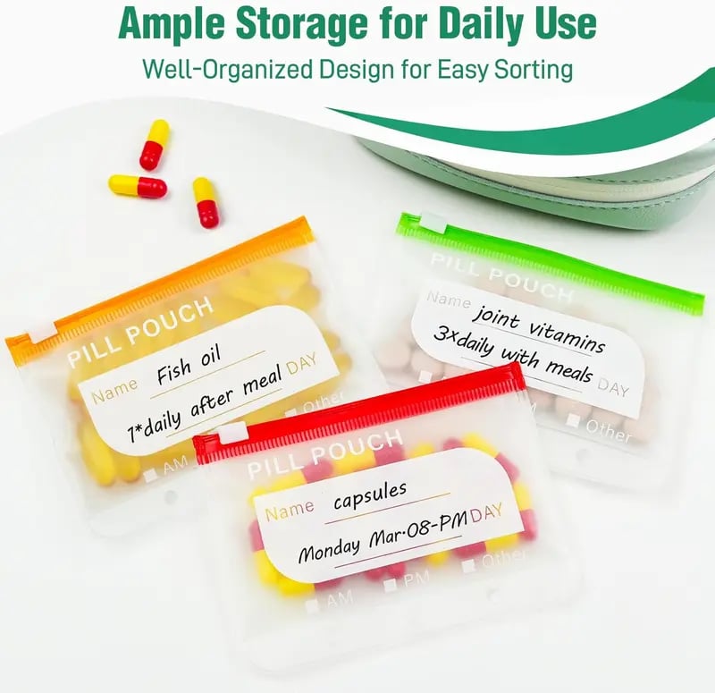 🏆Last Day Promotion 50% OFF💊A8 Waterproof Pill Pouch Set – 7 to 14 Days of Meds & Vitamins💧Waterproof & Crush-Resistant Shell