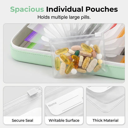 🏆Last Day Promotion 50% OFF💊A8 Waterproof Pill Pouch Set – 7 to 14 Days of Meds & Vitamins💧Waterproof & Crush-Resistant Shell