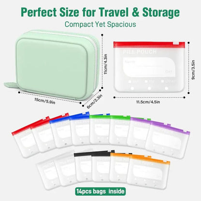 🏆Last Day Promotion 50% OFF💊A8 Waterproof Pill Pouch Set – 7 to 14 Days of Meds & Vitamins💧Waterproof & Crush-Resistant Shell