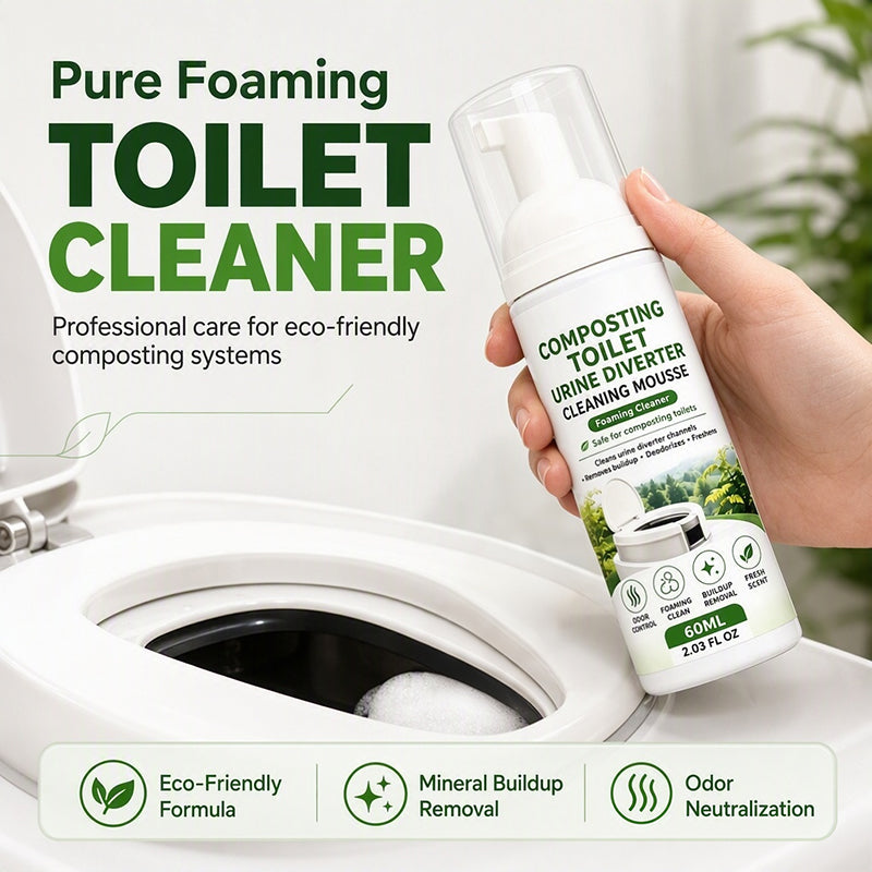 🚽 Foaming Toilet Cleaner Mousse, Eco‑Friendly Composting Toilet Foam Cleaner, Odor Neutralizing Mousse for Mineral Buildup & Urine Diverter Deep Cleaning